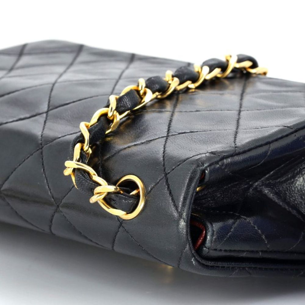 Chanel Vintage Full Flap Bag Quilted Lambskin Mini Black - Picture 8 of 12